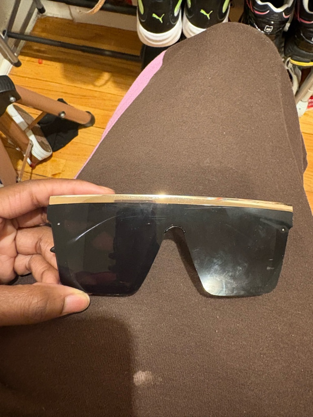 Aldo Black Sunglasses with Gold Logo Accent
